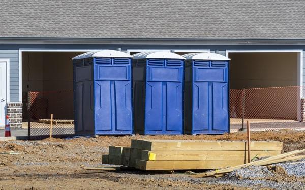 our portable restrooms for work sites include features such as non-slip flooring, secure locking systems, and ventilation to ensure safety and comfort for workers